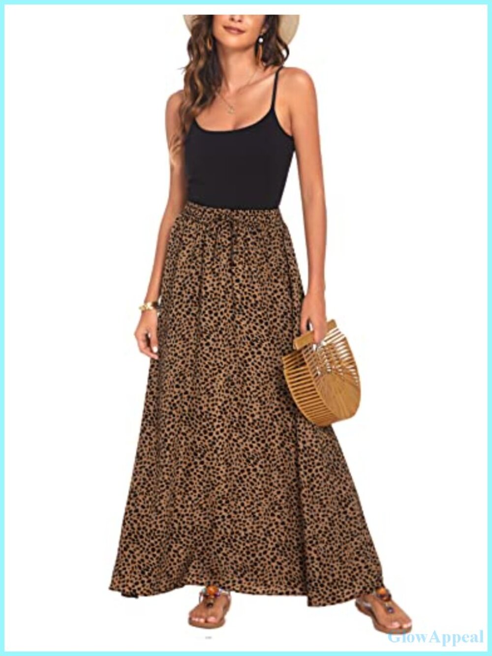Women Chiffon Floral Boho Casual Maxi Skirt - Pleated High Waist